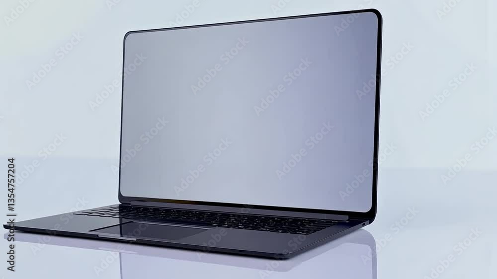 Poster realistic laptop mockup with blank screen on white background generative ai
