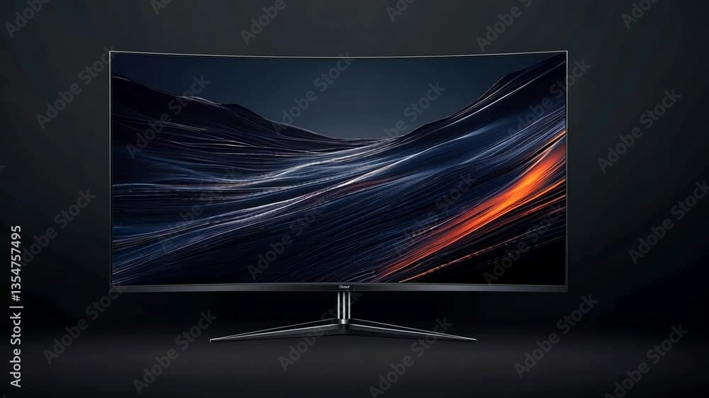 Aufkleber modern curved lcd panel displays vibrant visuals in a sleek design generative ai