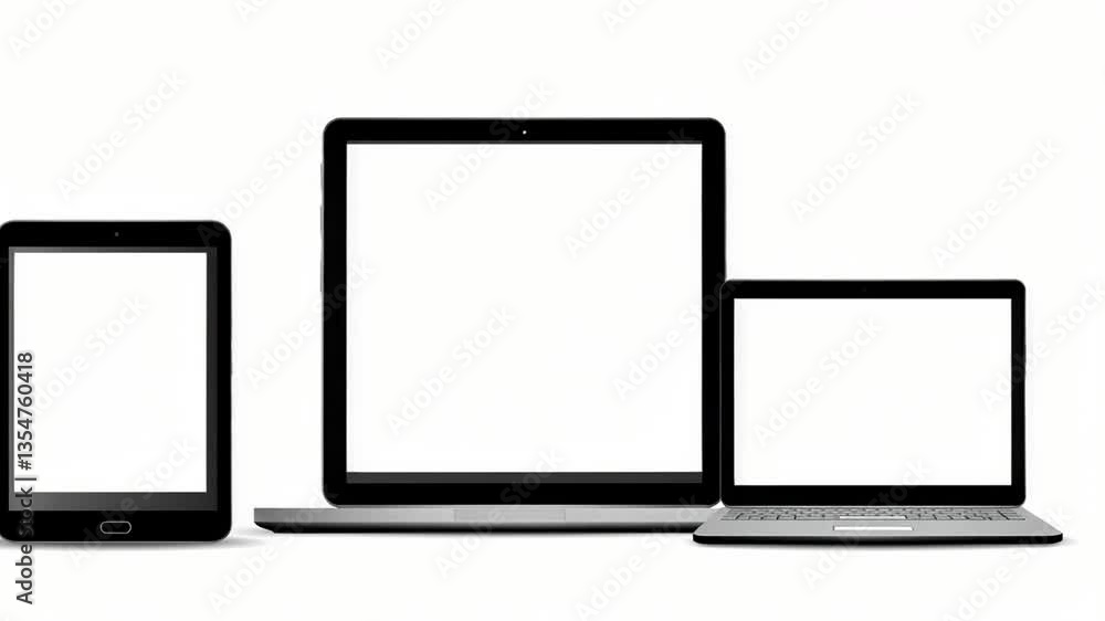 Aufkleber screen mockup setup featuring tablet and laptops for creative design generative ai