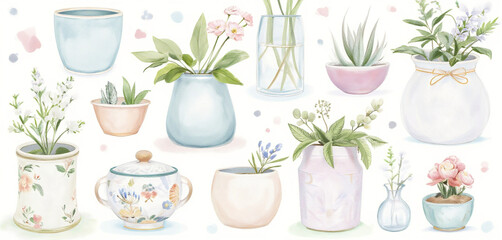 set of flowers