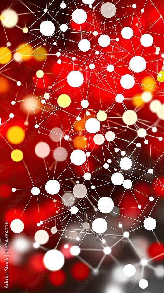 Poster abstract network design with blurred lights, dynamic connectivity