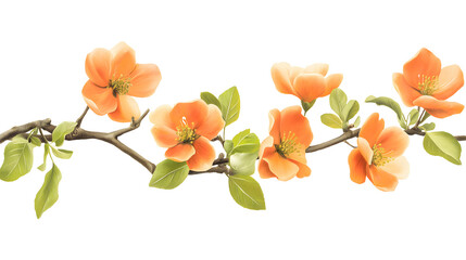 Naklejka premium A line of orange flowers with green leaves