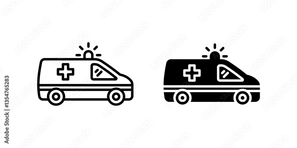 Poster ambulance icon set. for mobile concept and web design on white background