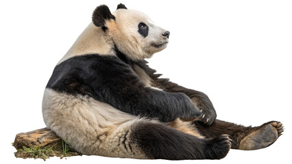 Obraz premium A panda bear sitting in a meditative pose, isolated on a transparent background
