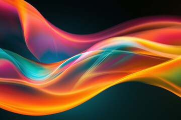 Fototapeta premium Vibrant abstract waves in orange, blue, and pink create dynamic flow, evoking sense of movement and energy. Perfect for backgrounds or creative projects