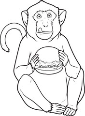 Monkey Cheeseburger Animal Vector Graphic Art Illustration
