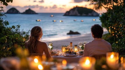 Romantic beachfront dinner