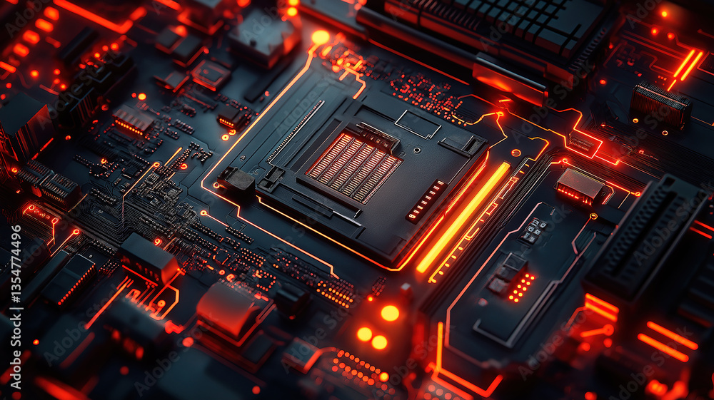 Poster detailed inspection of computer internal components focusing on circuitry and wiring design