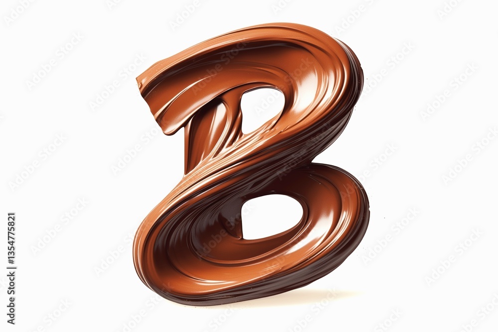 Fototapete letter b designed with flowing cocoa texture isolated on white background