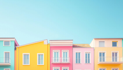 Obraz premium A minimalist photograph of colorful buildings, minimalist architecture