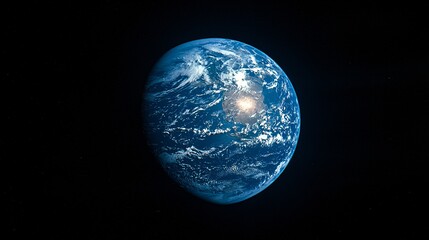 Stunning Blue Planet Earth Against Dark Space Background Captured from Outer Space Viewpoint