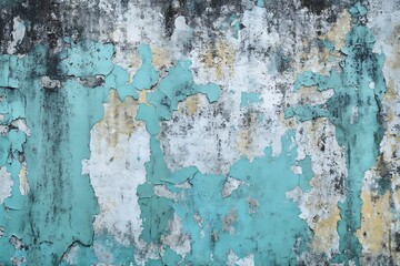 Weathered teal paint on aged wall texture.