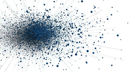 Fototapeta premium Abstract Blue Sphere Bursting with Lines on White Background