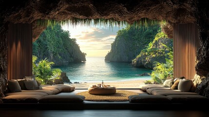 Luxurious cave-like hideaway overlooking a tropical paradise