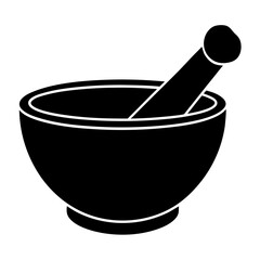Mortar and Pestle Silhouette: A striking, high-contrast silhouette captures the essence of a mortar and pestle, exuding simplicity and functionality in a single, bold image.