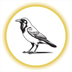Obraz premium Minimalist Crow Line Art Illustration,simple Raven Outline Drawing,One Line Crow Bird Sketch,Black and White Crow Vector Art,Hand Drawn Raven Outline Design