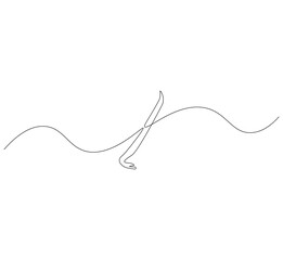 Crowbar outline drawing illustration. Continuous line draw steel crowbar vector.