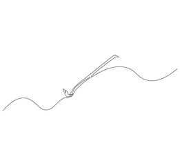 Fototapeta premium Crowbar outline drawing illustration. Continuous line draw steel crowbar vector.