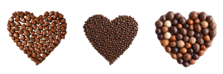 set of a nut lovers heart shaped installation cover isolated a transform background.