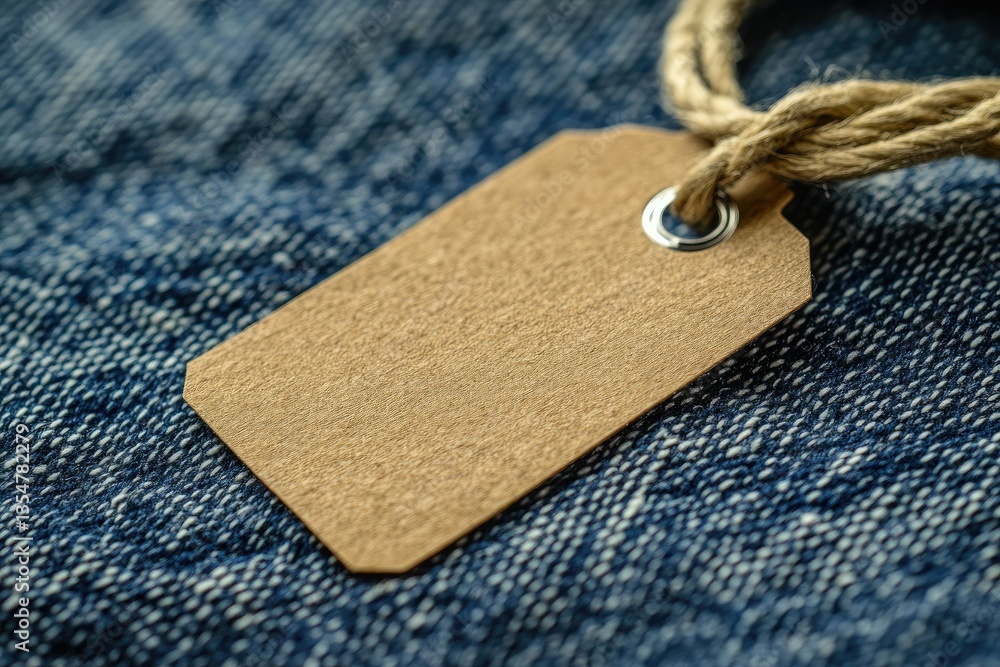 Poster ultra quality picture of empty paper brown rectangular price tag with rope