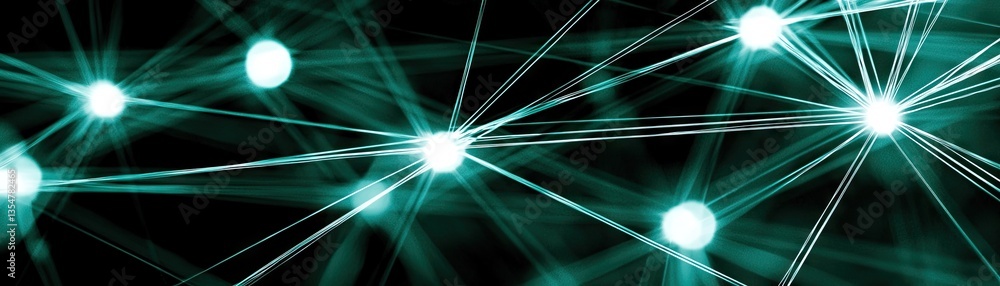 Sticker glowing network on black background for tech or scientific use