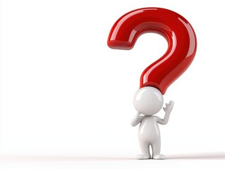 A 3D figure with a red question mark symbolizing curiosity and inquiry in business and decision-making.