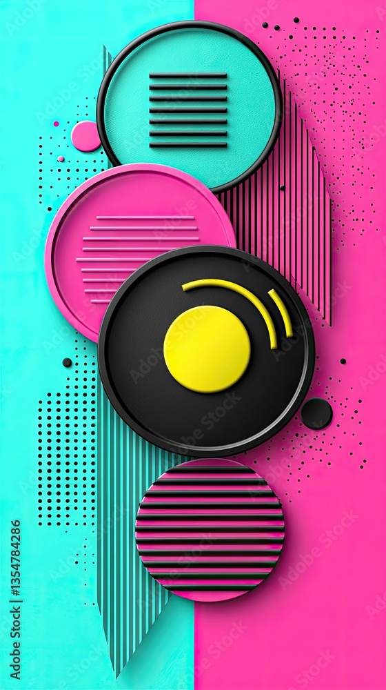 Poster abstract geometric shapes art display with vivid colors and modern background for digital display