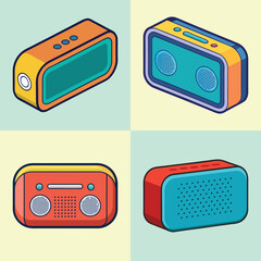 Collection of Retro and Modern Portable Bluetooth Speakers