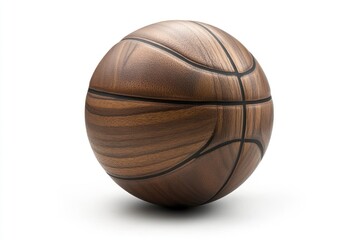 Fototapeta premium Wooden Basketball Close Up Artistic Design Sport Object on White Background