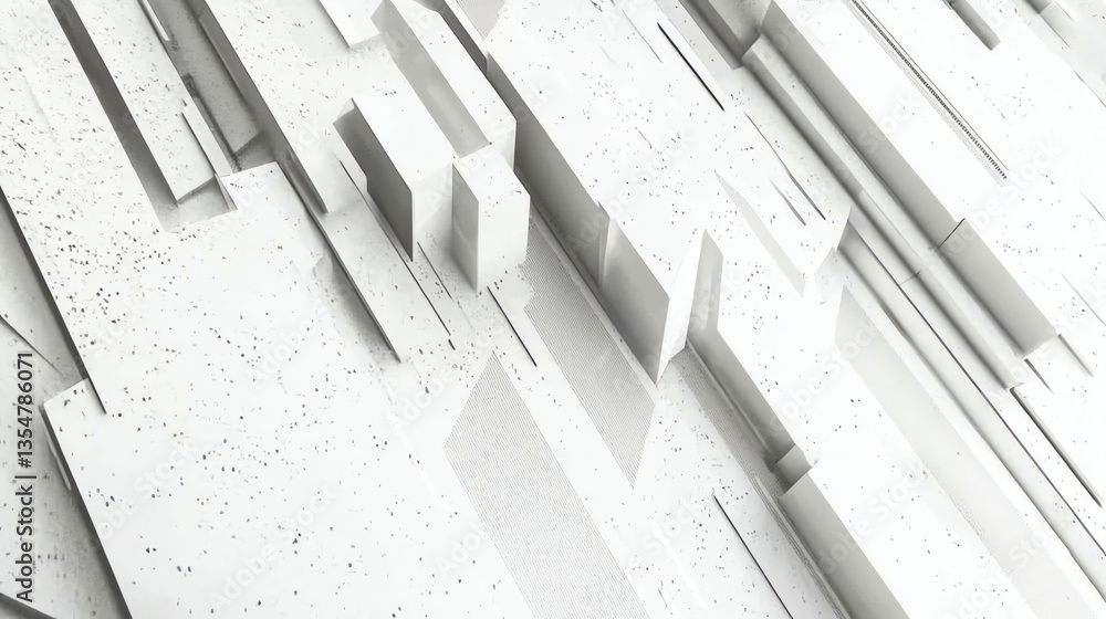 Poster abstract white geometric surface with shadows and texture for backgrounds
