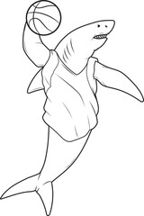 Shark Basketball player Basketball Animal Vector Graphic Art Illustration