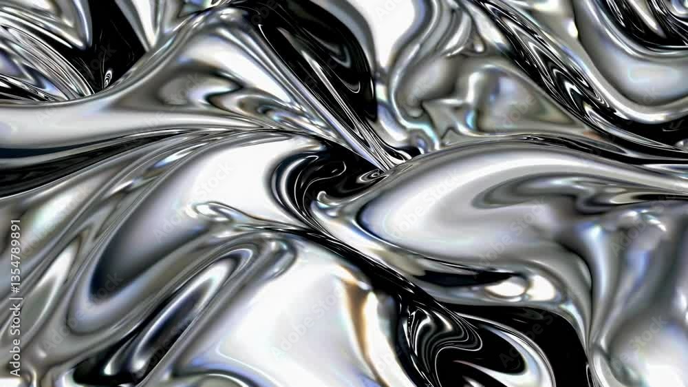 Poster abstract video with a swirling metallic liquid texture. close-up angle captures dynamic movement and