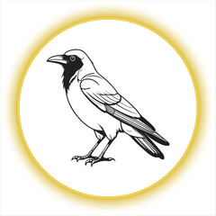 Minimalist Crow Line Art Illustration,simple Raven Outline Drawing,One Line Crow Bird Sketch,Black and White Crow Vector Art,Hand Drawn Raven Outline Design
