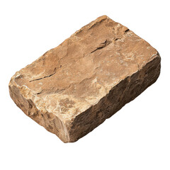 A rough, rectangular stone block with a textured surface and earthy tones, Transparent Background.