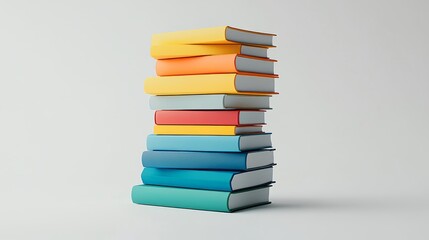 Stacked Colorful Books on a Clean Background for Education Concepts