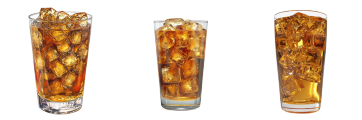  set of a glass of gold isolated a transform background.