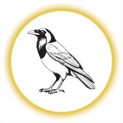 Minimalist Crow Line Art Illustration,simple Raven Outline Drawing,One Line Crow Bird Sketch,Black and White Crow Vector Art,Hand Drawn Raven Outline Design