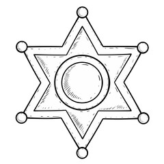 sheriff star badge sketch