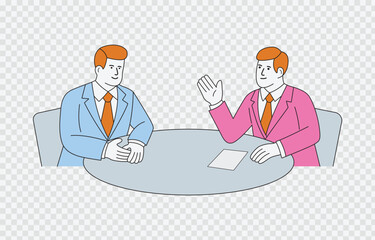 Businessman meeting or conference scene vector art Isolated on transparent background and editable stroke

