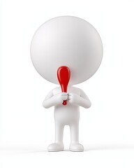 A minimalistic character holding a red spoon, embodying creativity and uniqueness in design.