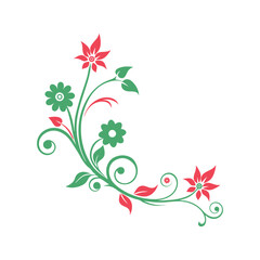 Floral Corner Ornament Vector Design, Decorative Floral Corner Vector Element, Ornate Floral Corner Vector Illustration