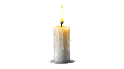 White Melting Candle – Minimalist Wax Art on Transparent PNG