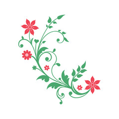 Floral Corner Ornament Vector Design, Decorative Floral Corner Vector Element, Ornate Floral Corner Vector Illustration