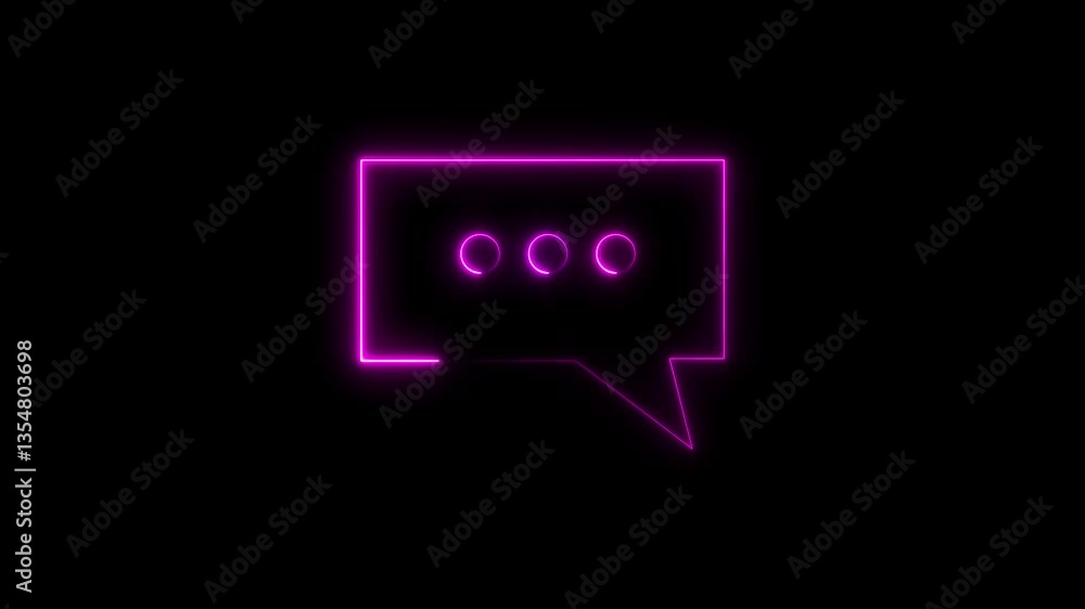 Aufkleber representing text or communication concept animation chatting or messaging ,animated neon line massa