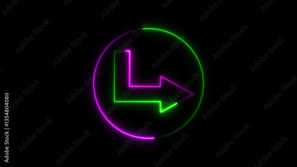 Poster glowing neon animation directional arrow loading animation, arrow swipe animation, navigation direct