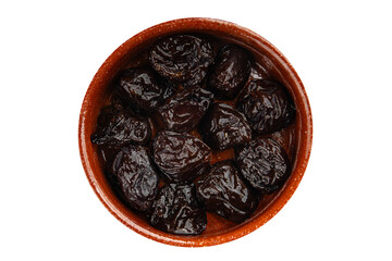Dried prunes drained smoked plum delicious gourmet food background on the table rustic food top view copy space keto and paleo diet vegetarian and vegan food