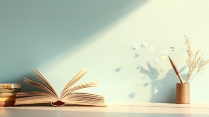 Open Book, Pen, and Dried Flowers in Sunlight - Cozy Reading Nook