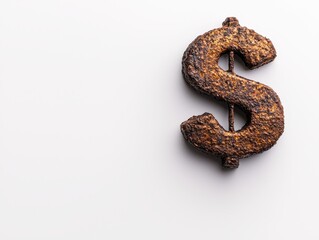 Obraz premium A rusty dollar sign symbolizes financial issues and economic challenges in today's world.