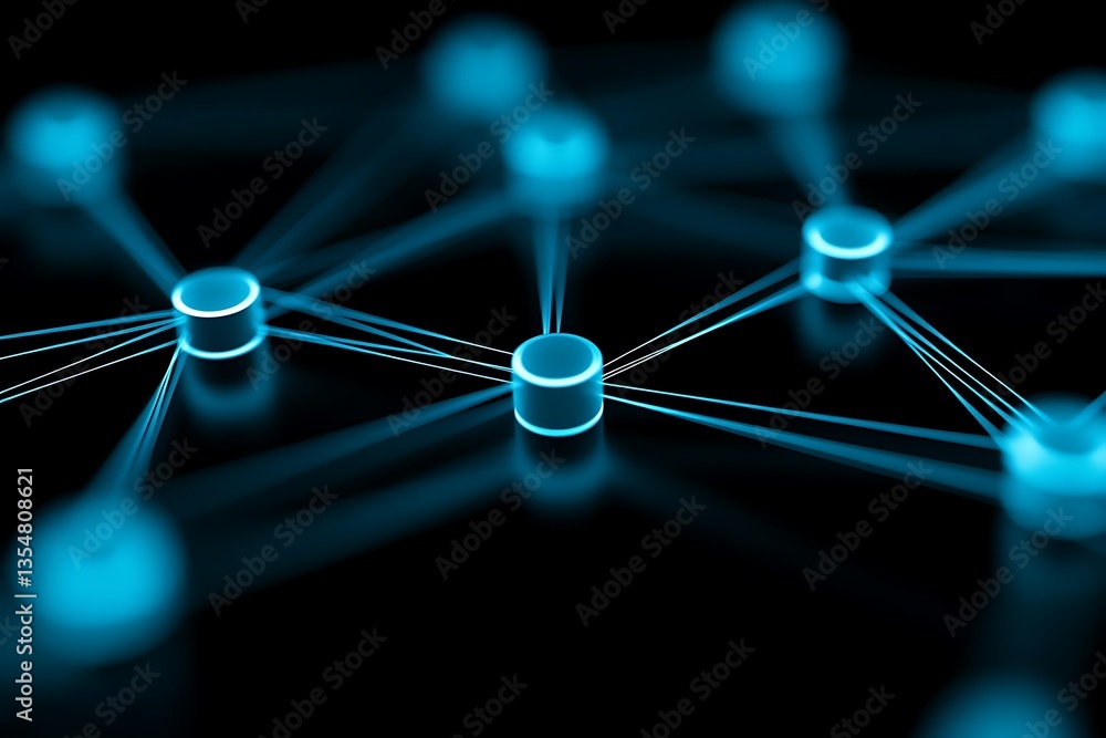 Aufkleber abstract network illustration with glowing nodes and interconnected lines