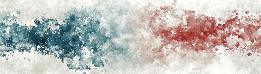 Obraz premium Abstract watercolor artwork featuring blue and red colors on textured paper